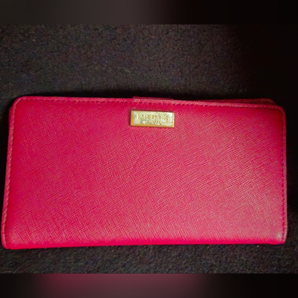 Kate Spade Burgundy Saffiano Leather Bi-Fold Wallet